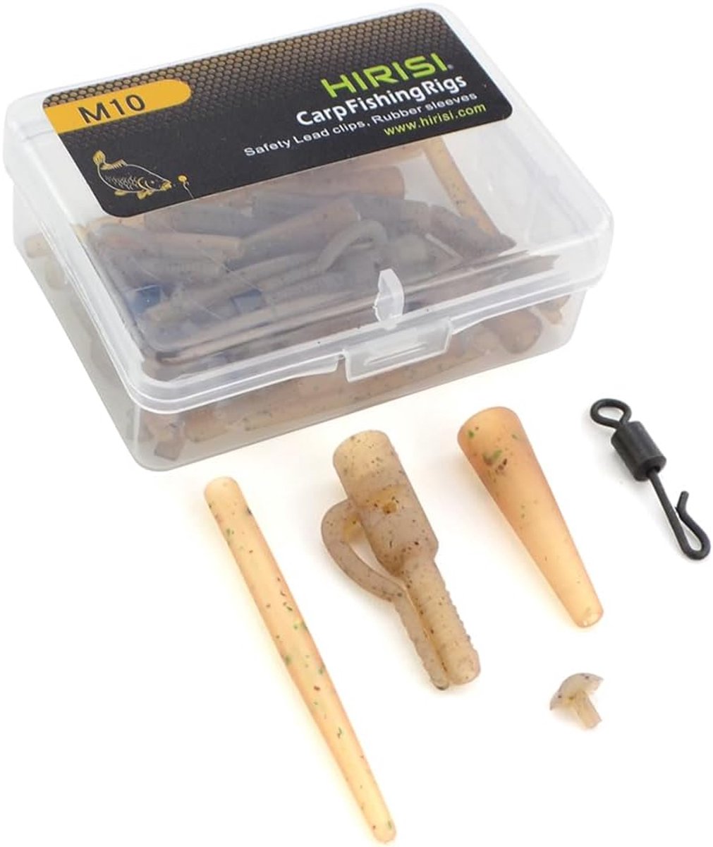SnelShoppen - Safety Lead Clips Set voor Karpervissen - 50-delige Accessoires - Tangle-Free Rubber Covers, Snelle Veranderclips, Duurzame Swivel Sleev