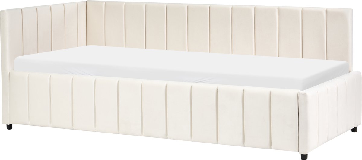 Beliani LISIEUX - Bedbank - Off-white - 90 x 200 cm - Fluweel Wit