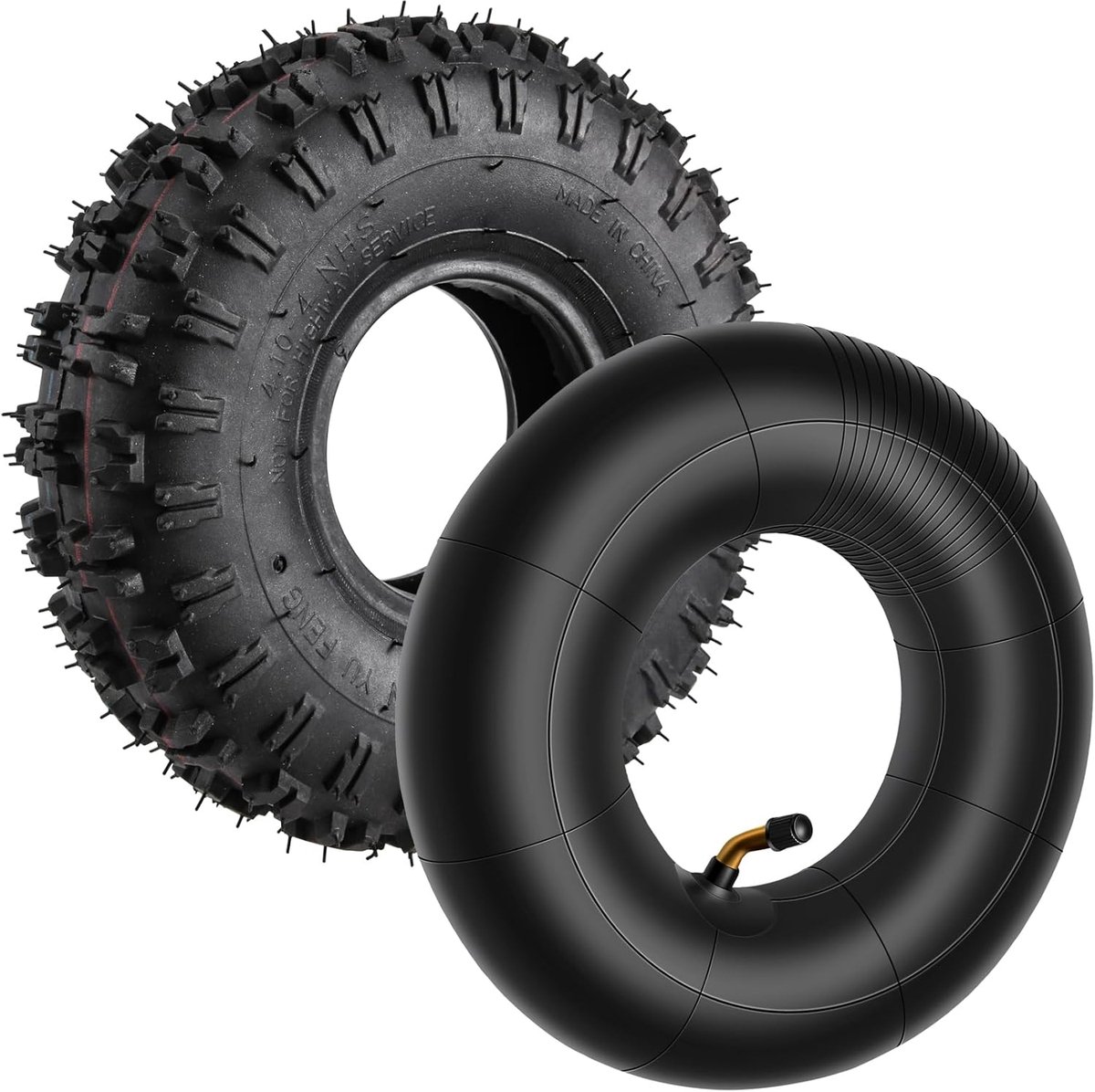 SnelShoppen - 4.10-4 Binnenband + Banden voor Tuin Rototiller, Sneeuwblazer, Grasmaaier, Handkar, Kruiwagen, Go-Cart, 4PLY, Max 24PSI, 4 Rims, 26"