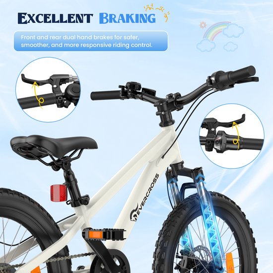 EVERCROSS EM5 20 Inch Kinder Mountainbike - 7 Versnellingen - Lichtgewicht (15 kg) - Dubbele Schijfremmen - Voorvering - Voor Jongens en Meisjes (120-160 cm) van EVERCROSS — afbeelding 3