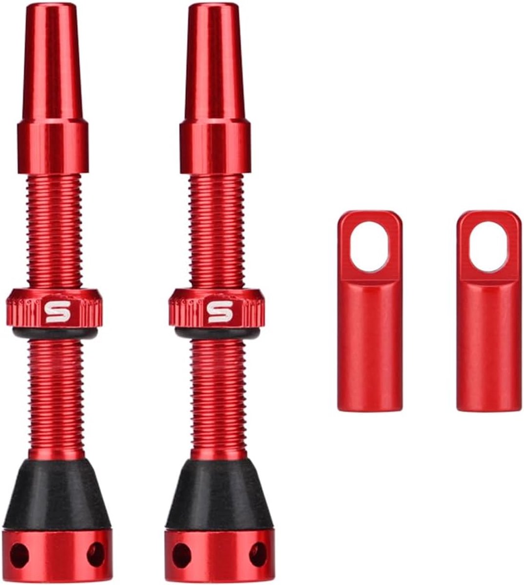 SnelShoppen - Tubeless Presta Ventielen Pack van 2 - 40 mm & 44 mm - Hoogwaardige Aluminium Fietsventielen met Ventielverwijderaar en Ventieldoppen -