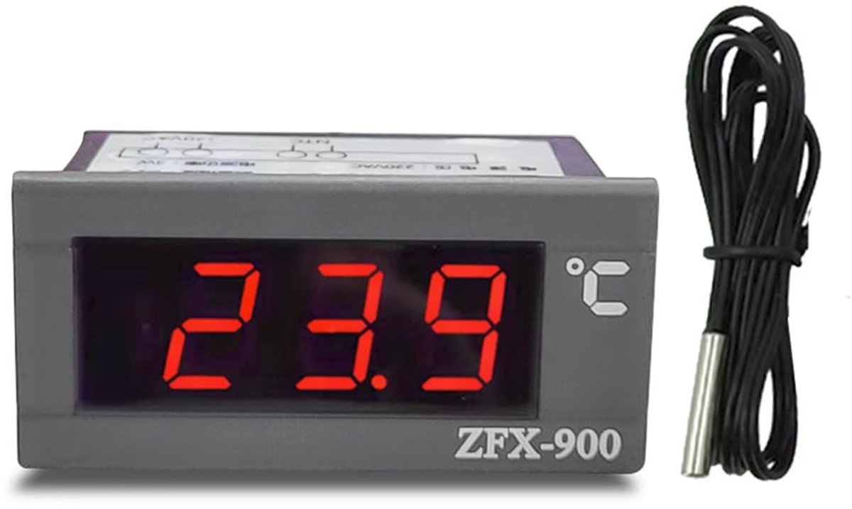 SnelShoppen - Digitale Thermometer met Sensor 50°C tot 110°C - LED-display - 220V Temperatuurmeter voor Keuken, Camping, Tuin en meer