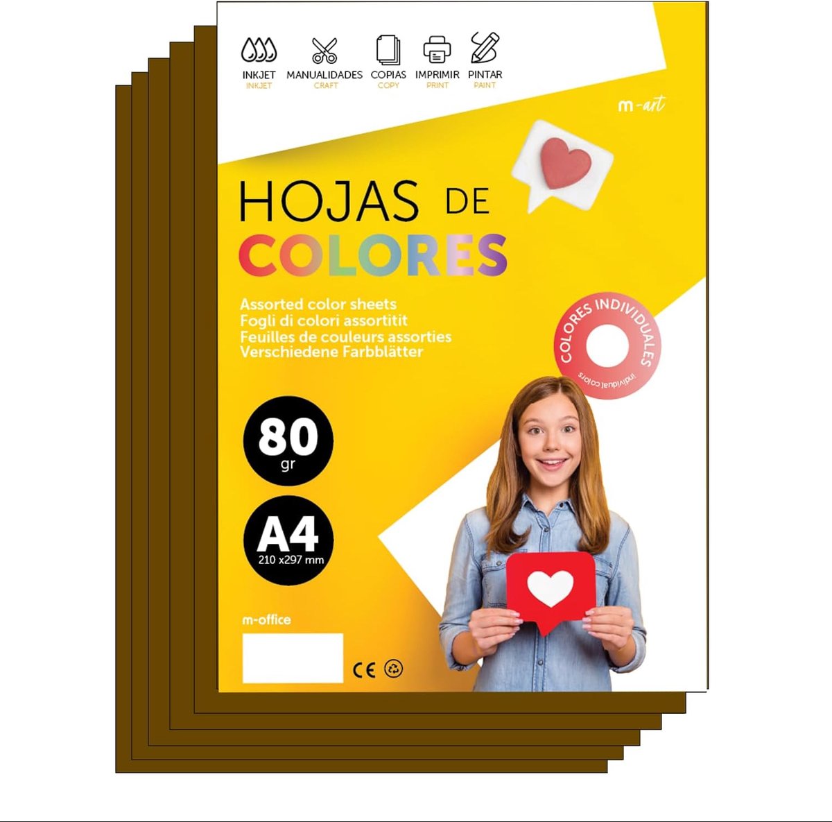 SnelShoppen - A4 Kleurrijk Papier - 500 Vellen, 80 g, Geschikt voor Inkjet en Laserprinters, Creatief en Kantoor Decoratie, Bruin, Perfect voor Knutse