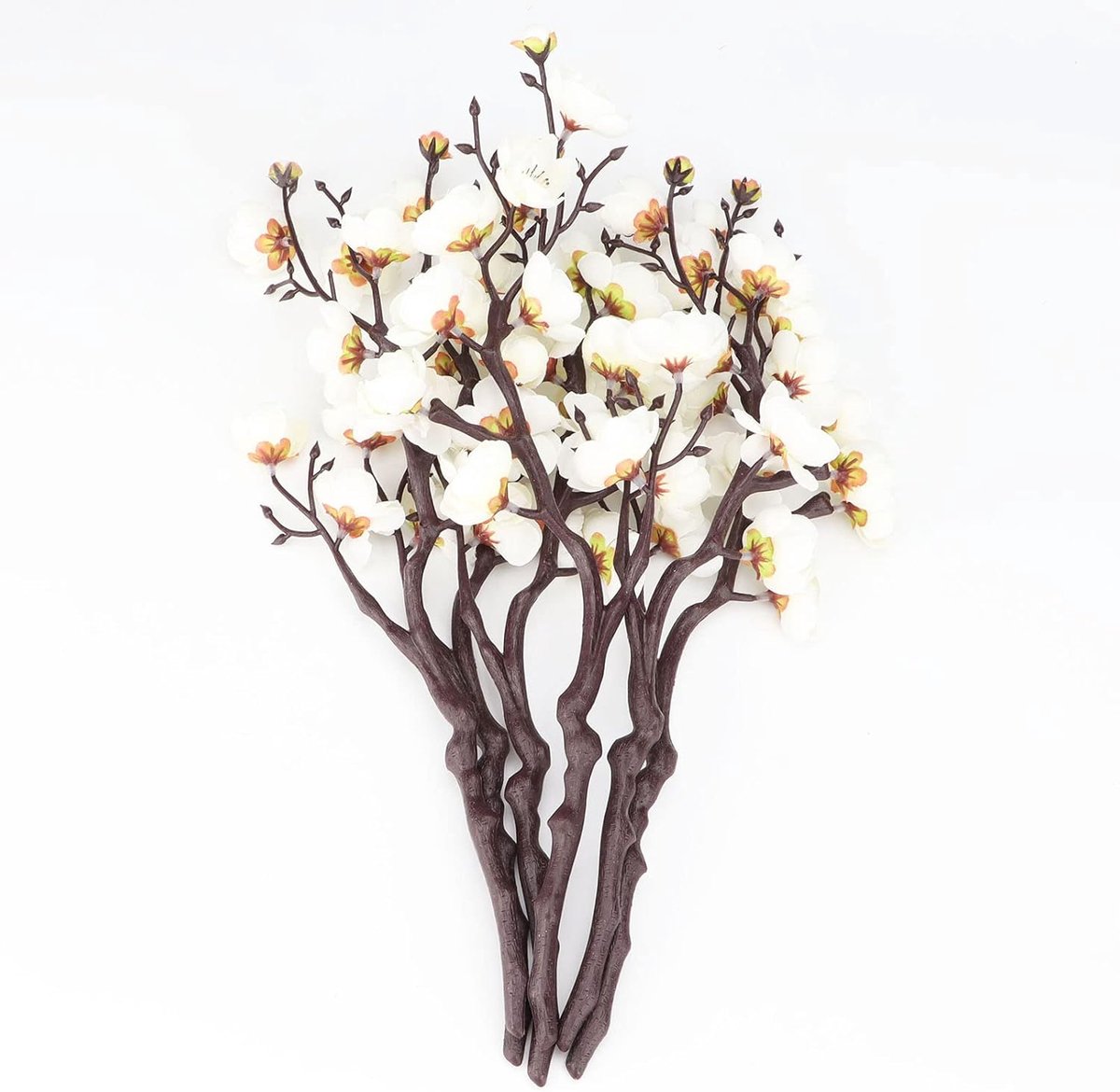 SnelShoppen - Kunstmatige Witte Seringen Bloemstuk 6 Stuks, Faux Bloemen Boeket van Hoogwaardige Stof voor Thuis, Keuken, Kantoor, Hotel, Tafeldecorat