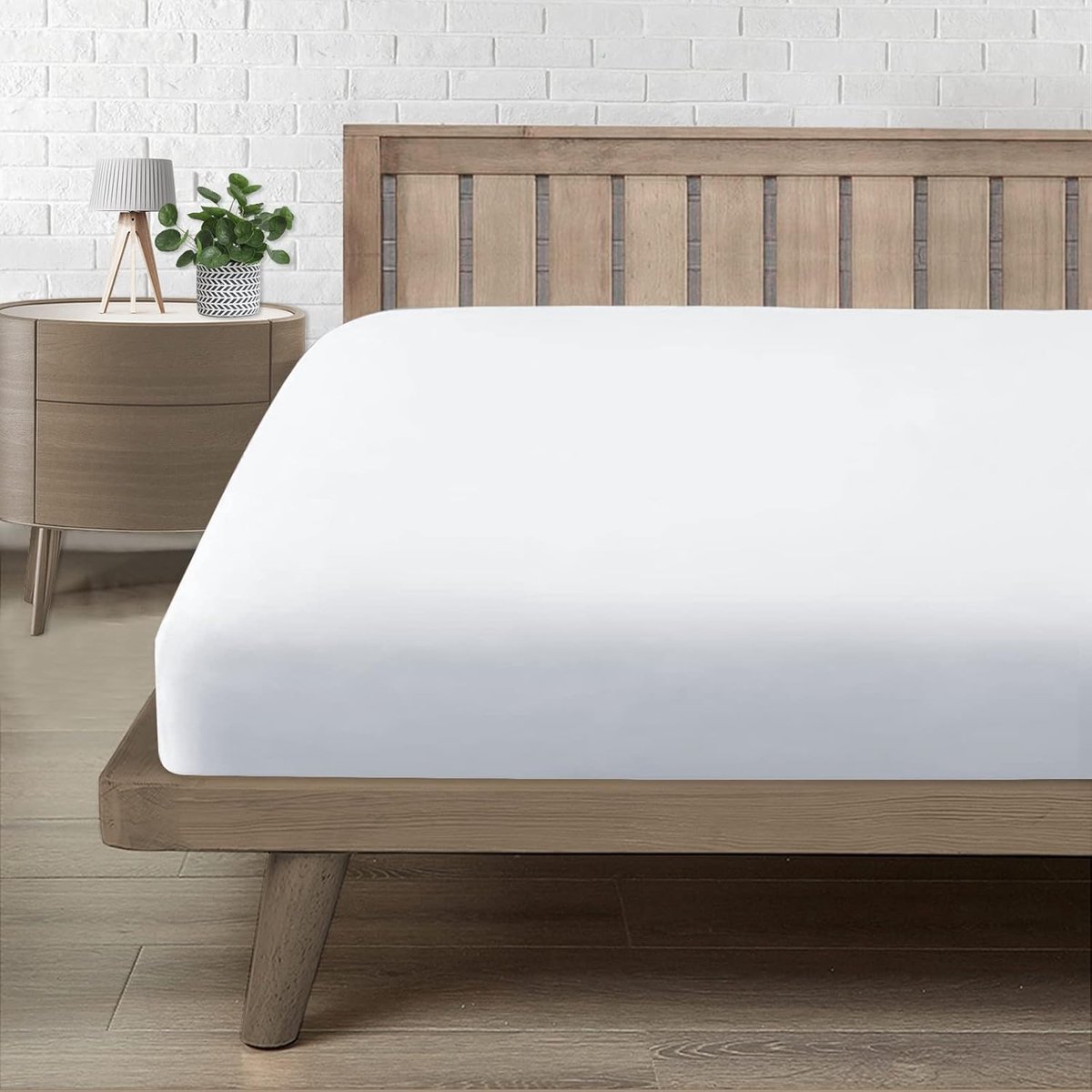 SnelShoppen - Drap Housse 120x190/200, Fitted Sheet 1 Persoon, Bonnet 30 cm, Microfiber Ademend en Comfortabel Wit, Perfect voor een Goede Nachtrust
