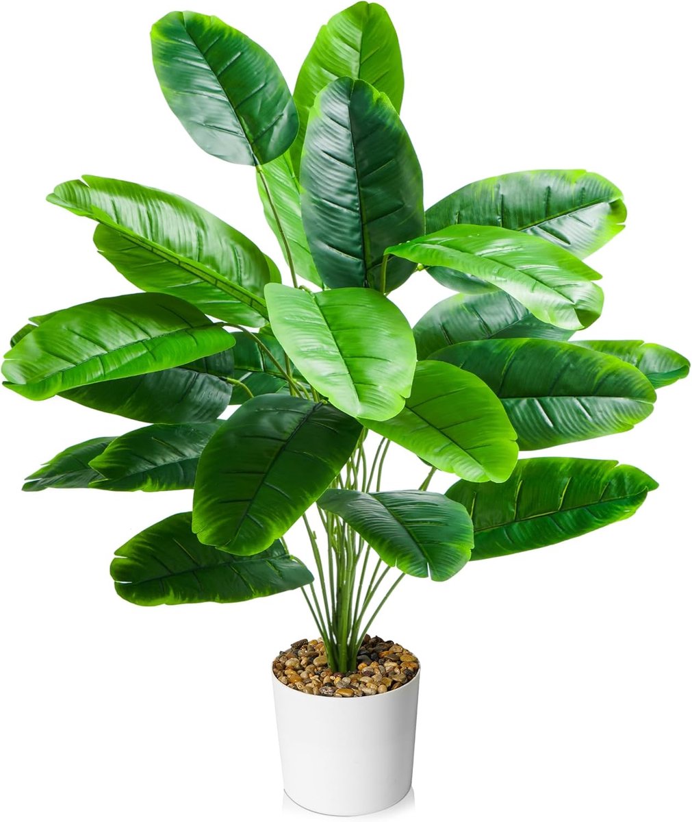 SnelShoppen - Kunstplant 80 cm Fake Bananenboom met 24 Bladeren Realistische Potplant voor Thuis en Kantoor - Grote Flexibele Groene Binnen- en Buiten