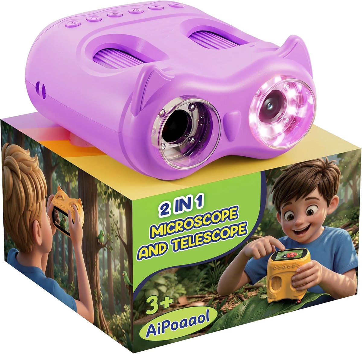 SnelShoppen - 1000X Digitale Microscoop voor Kinderen - 2-in-1 Handheld Telescoop - Draagbaar STEM Speelgoed - Verjaardagscadeau voor Jongen Meisje -