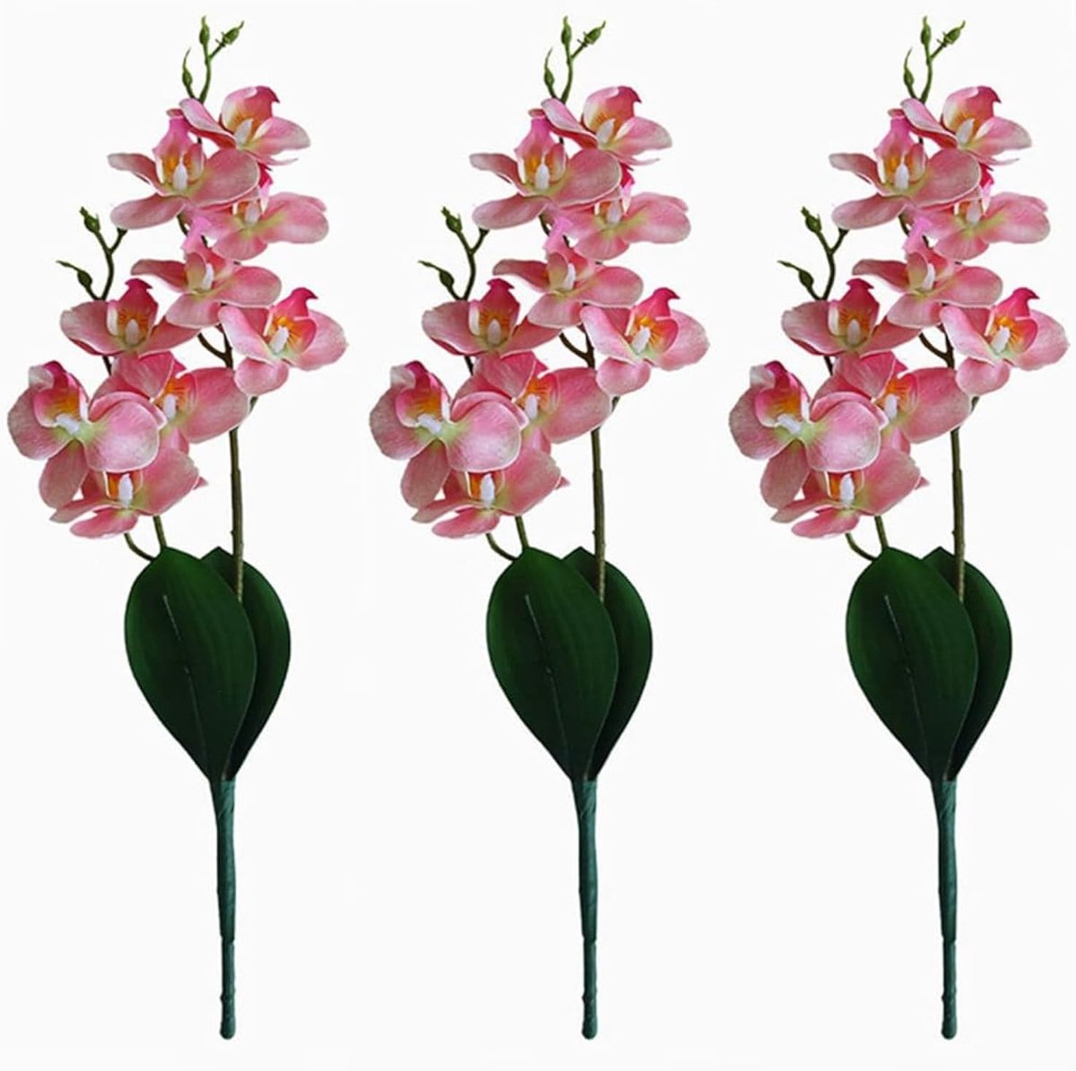 SnelShoppen - 3 Stuks Nepphalenopsis Orchideeën Kunstbloemen 45cm Hoog - Realistische Bloemen met Bladeren voor Thuis Decoratie, Bruiloft, Tuin, Party