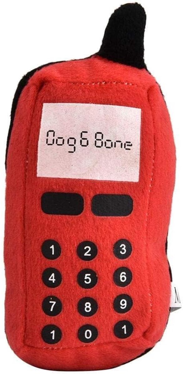 SnelShoppen – Interactieve HondenSpeelgoed, Knuffelbare Squeaky Speelgoed voor Honden, Mobiele Telefoon Vorm, Compact, Rood, Duurzaam en Leuk voor Kle
