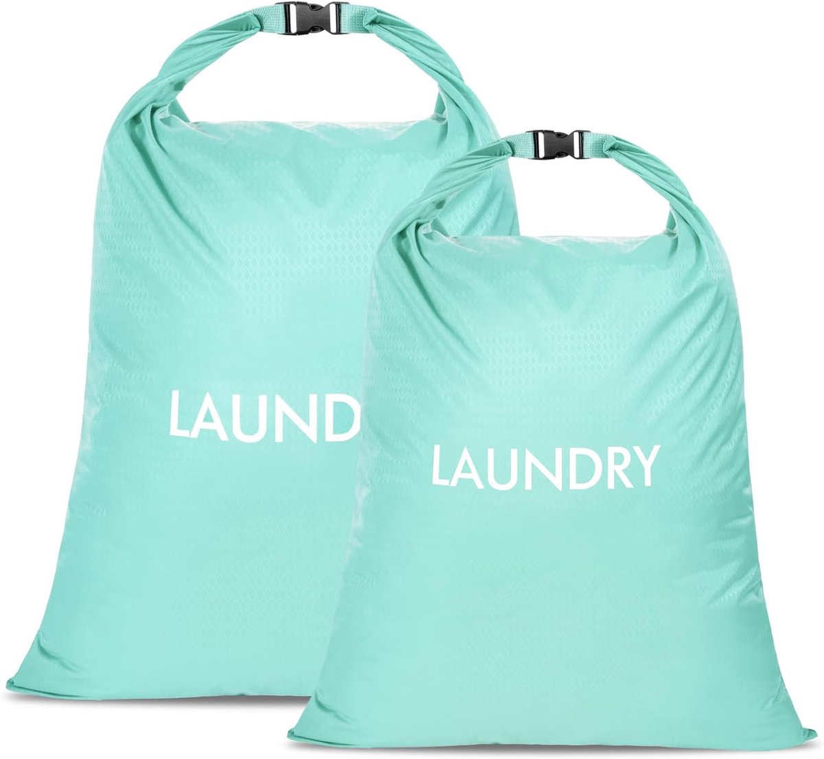SnelShoppen - Travel Laundry Bag Set van 2 - Nylon Waterdichte Waszakken met Rolsluiting - 60x45 cm en 55x35 cm - Opvouwbare Vuilwaszak voor Camping e