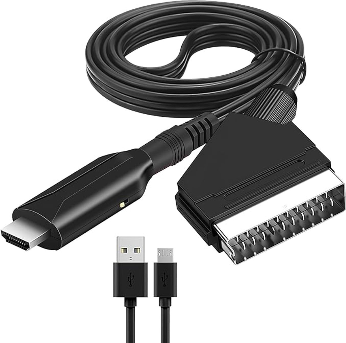 SCART-adapter naar HDMI - Converter - Video Adapter Kabel - Video Adapter - Plug & Play - HDMI adapter - HD 720/1080P - met USB-voeding - zwart