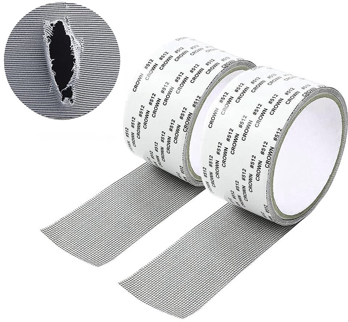Reparatieset voor horren - Horreparatie - Grijze reparatietape voor horren - Sterk klevende reparatietape voor horren - Horren repareren - Hortape - Zelfklevend - 5 × 200 cm - 2 rollen