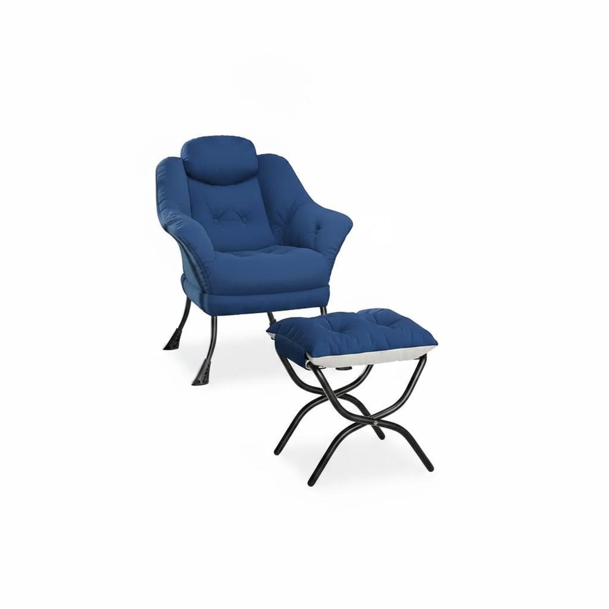 Triumpunpre Opvouwbare Vloerzitbank met IJzeren Frame - Luie Bank met Zachte Corduroy Bekleding - Grondstoel voor Woonkamer, Slaapkamer, Lezen & Gamen - 75x68x20 cm - Diepblauw