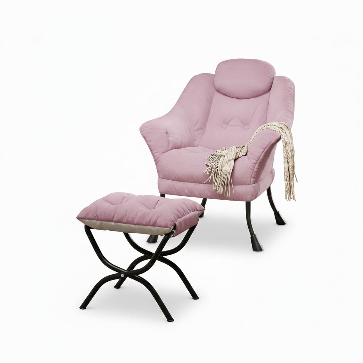 Triumpunpre Opvouwbare Vloerzitbank met IJzeren Frame - Luie Bank met Zachte Pluizige Stoffen Bekleding - Grondstoel voor Woonkamer, Slaapkamer, Lezen, Gamen - 75x68x20 cm - Roze