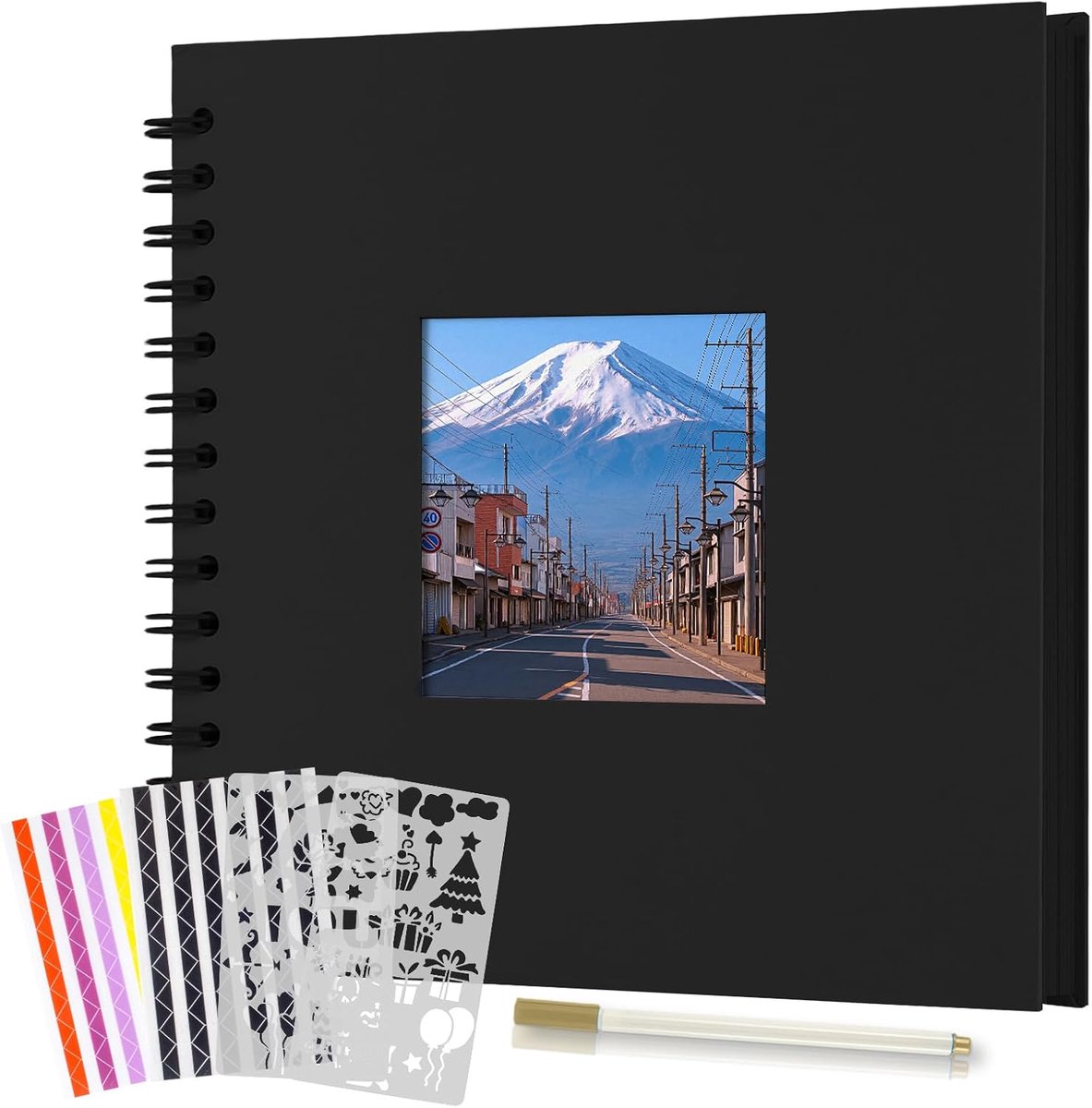 SnelShoppen - Photo Album 9.4 x 9.4 Inch, Spiral Scrapbook met Venster, DIY Foto Album, 80 Pagina's, Perfecte Cadeau voor Bruiloft, Kerstmis, Valentij