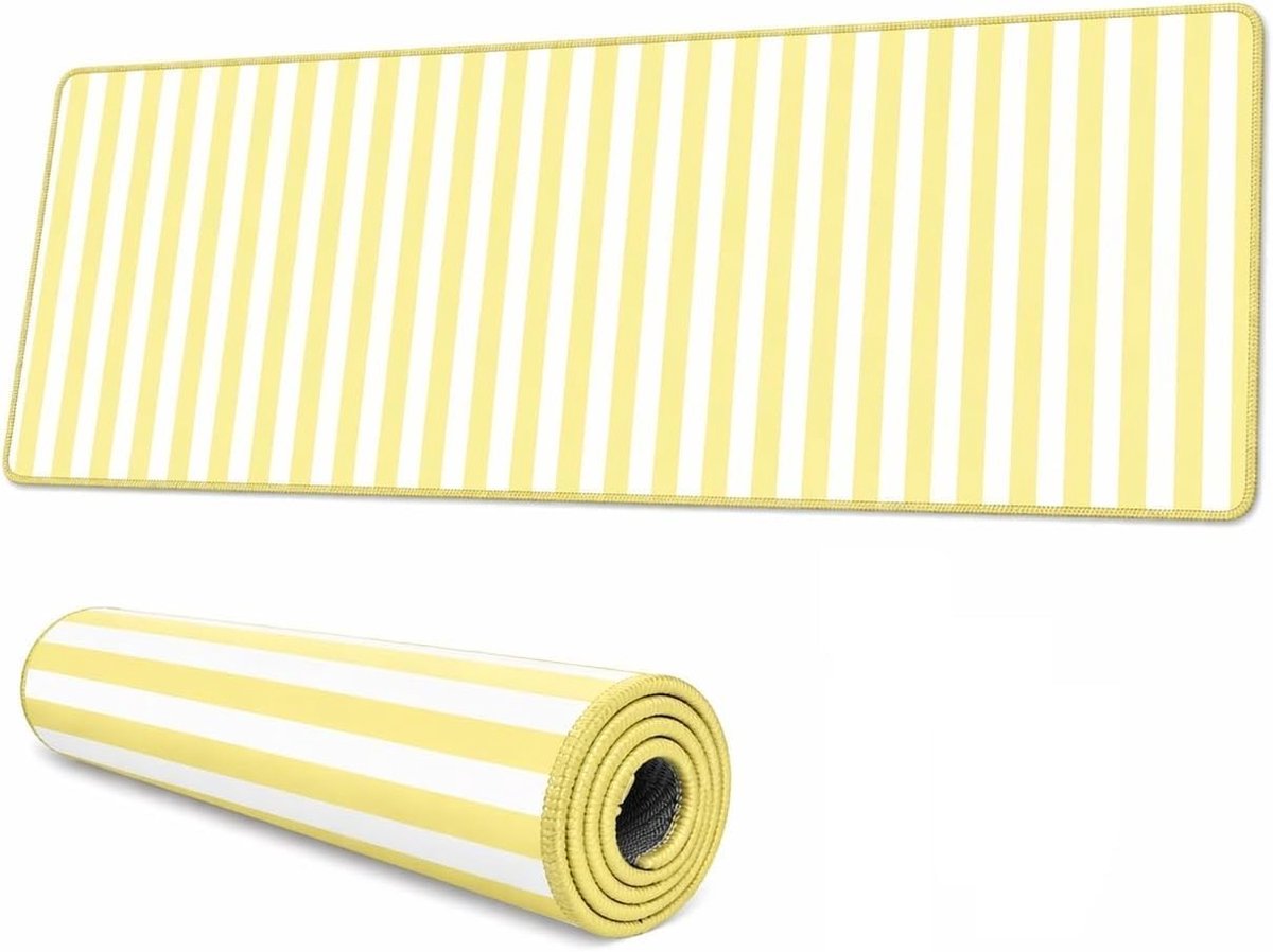 SnelShoppen - Zartrosa Gestreepte XXL Muismat 800x300mm - Antislip Gaming Bureauonderlegger - Zachte Bureaumat voor Kantoor en Thuis - Inclusief Reini
