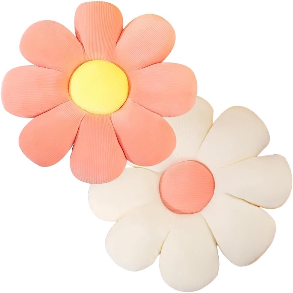 SnelShoppen - 2 Pcs Bloemkussen, Daisy Kussen, Kinderen Vloerkussens, Schattige Kussens 38cm, Aesthetic Kussens voor Auto, Thuis, Bank, Stoel