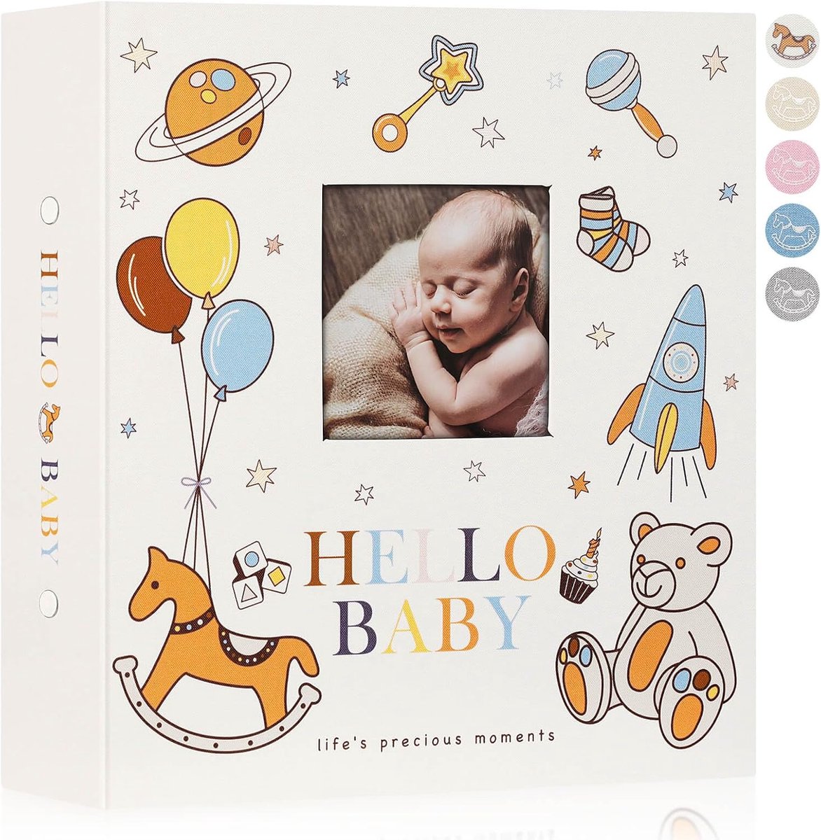 SnelShoppen - Baby Foto Album 10x15 600 Pockets, Groot Capacity Linnen Kaft Fotoboek voor Nieuwegeborenen, 600 Horizontale en Verticale Foto's, Kleurr