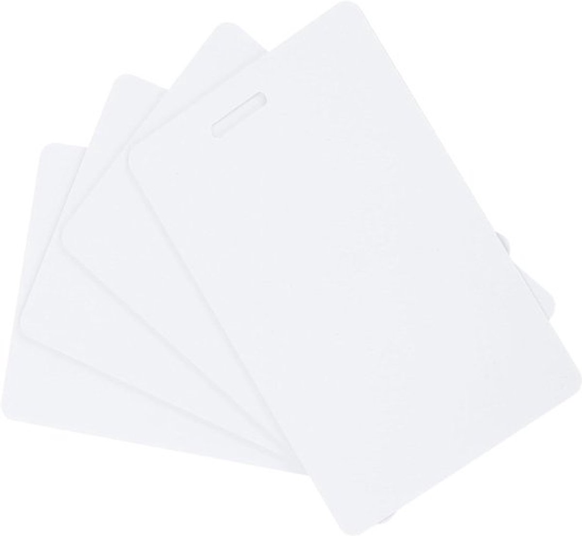 PVC kaarten 30x30 mm voor identiteitskaarten en creditcards, wit, met perforator.