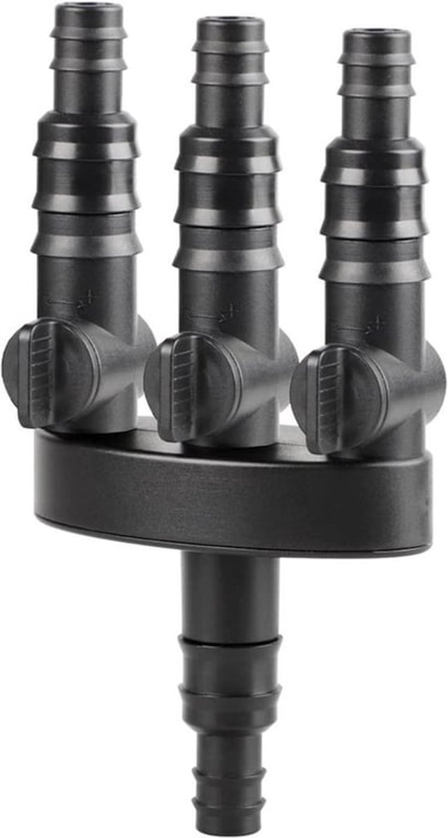 Waterverdeler met verstelbare adapter voor kranen en fonteinen in Zwart - 3-weg - 1/2 inch en 3/4 inch - Slangdispenser