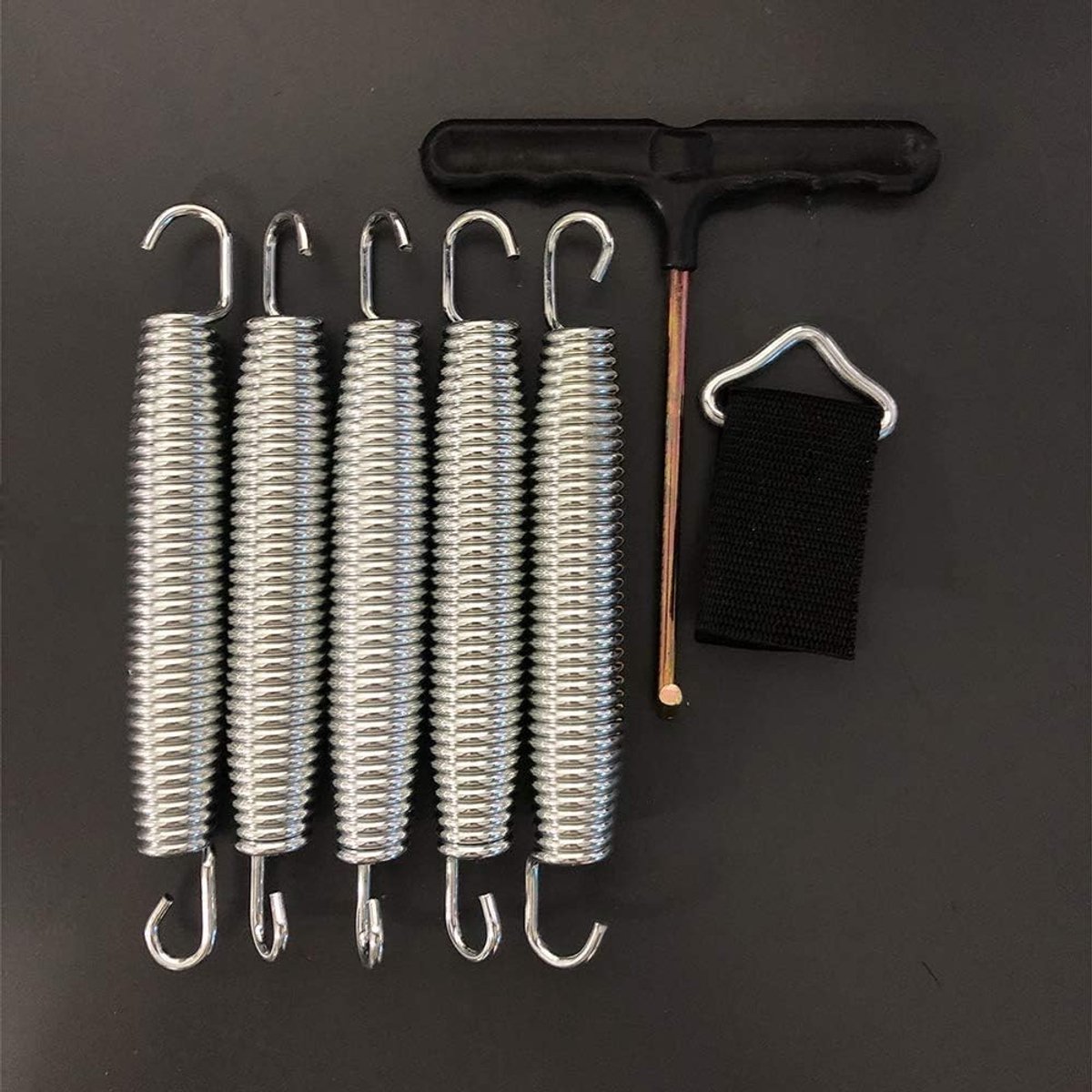 SnelShoppen - Trampoline Springs 16.5 cm (87, 100, 120, 140, 165 mm) - Vervangende Veer Set met Triangle Buckle en Haak Gereedschap - Hoogwaardige Geg