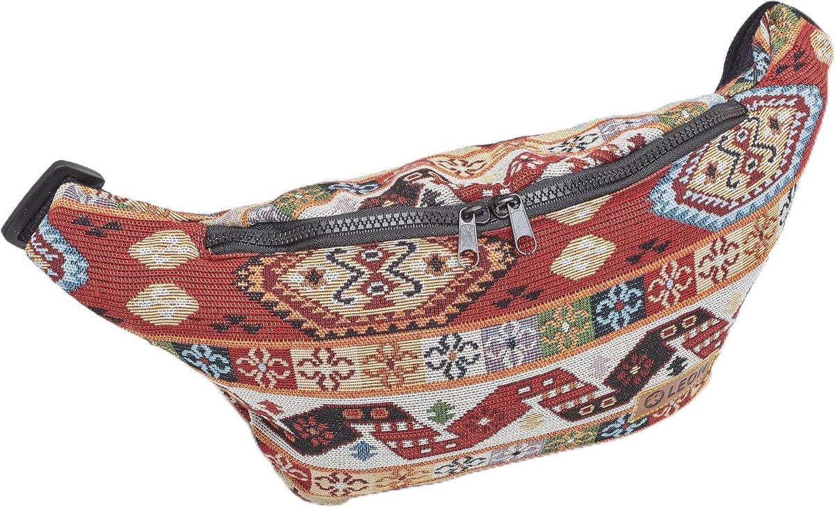 SnelShoppen - Leon Bum Bag Fanny Pack 100% Katoen, Boho Hippie Tribal Heuptas voor Mannen en Vrouwen, Verstelbare Schoudertas en Buiktas, Ideaal voor