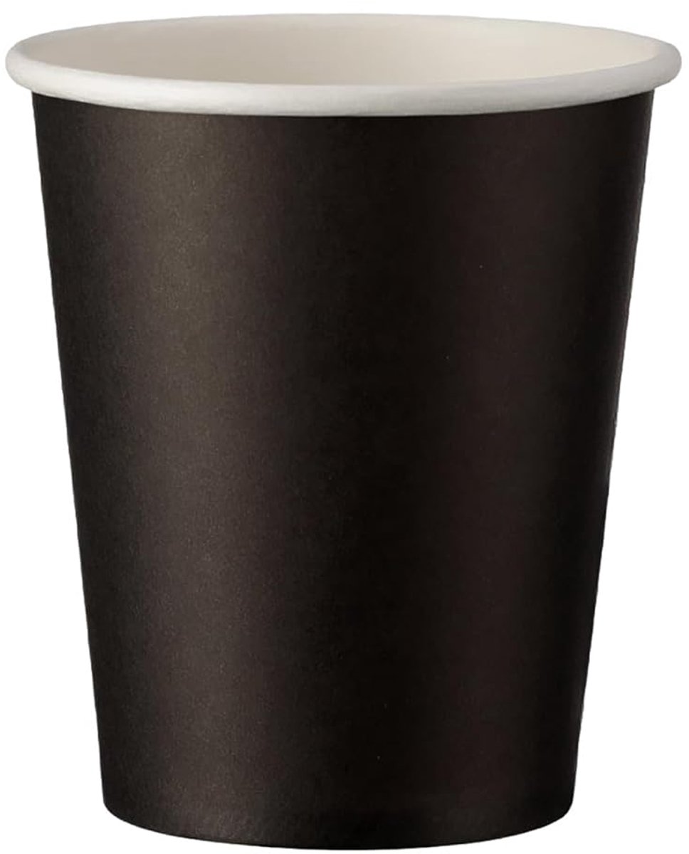 SnelShoppen - Papieren Drinkbekers - Zwarte Single Wall Cups - 8 oz - 50 Stuks - Ideaal voor Feest, Camping, Keuken, Bistro - 80 mm Diameter - Warmteb
