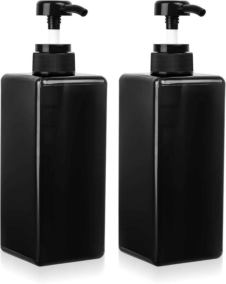 SnelShoppen - 2 Stuks 650ml Zeep Dispenser Flessen, Shampoo en Conditioner Pomp Dispenser, Plastic Vaatwasmiddel Dispenser voor Badkamer en Keuken, Zw
