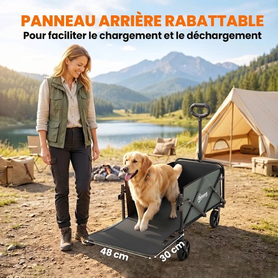 Emvae Bolderkar - Opvouwbare Bolderkar - Bolderwagen - 72L - 90 kg Draagvermogen - 76x48x65-92 cm - Groen — afbeelding 3