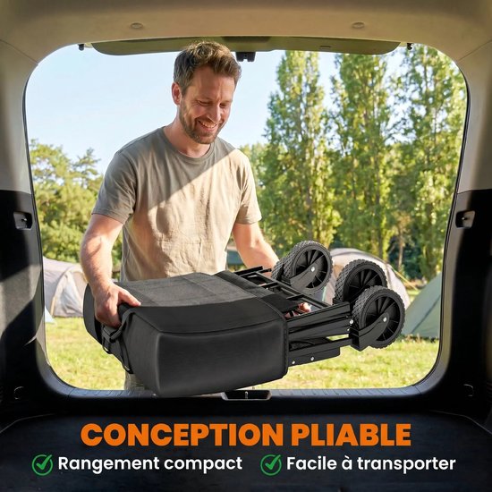 Emvae Bolderkar - Opvouwbare Bolderkar - Bolderwagen - 95L - 100 kg Draagvermogen - 117 x 51 x 100 cm - Staal/Oxford - Zwart — afbeelding 4
