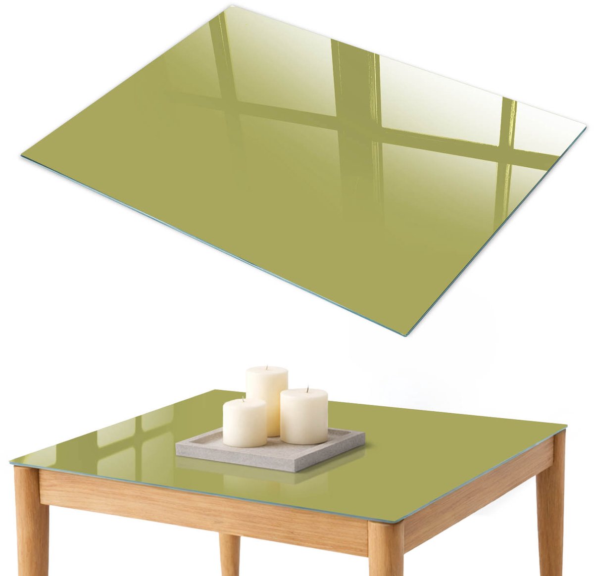 ArtPrintCave Groene vintage Glazen Tafelblad 100x70 cm - Tafelblad Rechthoek - Groente Eettafel Met Glasplaat - Achtergronden en patronen Bureaublad