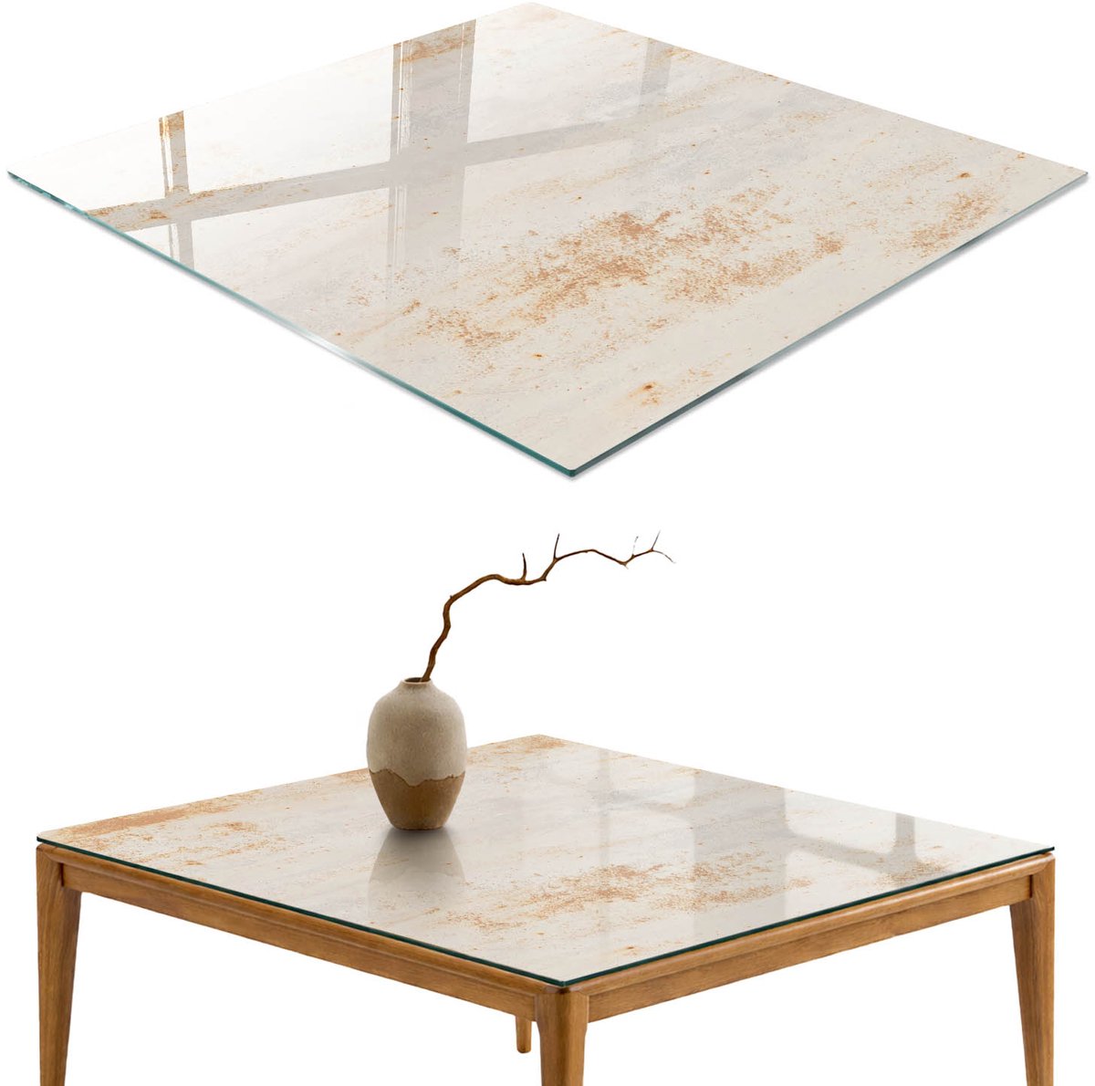 ArtPrintCave Rustieke achtergrond Glazen Tafelblad - 50x50 cm - Tafelblad Vierkanten - Beige Eettafel Met Glasplaat - Texturen Eettafel Met Glasplaat