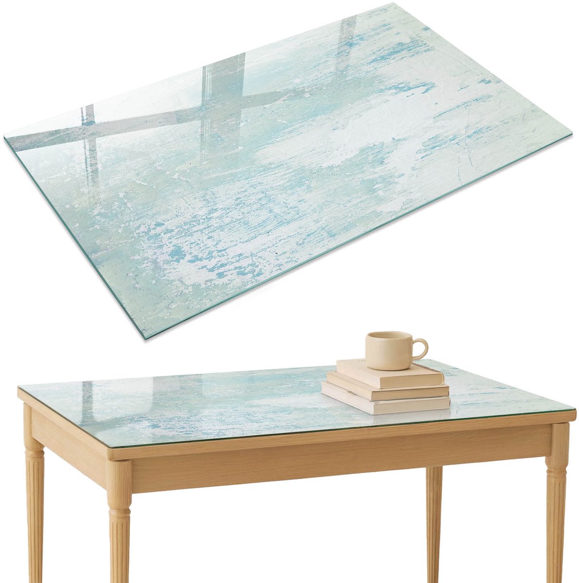 ArtPrintCave Schilderachtige textuur Glazen Tafelblad 120x80 cm - Tafelblad Rechthoek - Blauw Keukentafel - Achtergronden en patronen Glasplaat