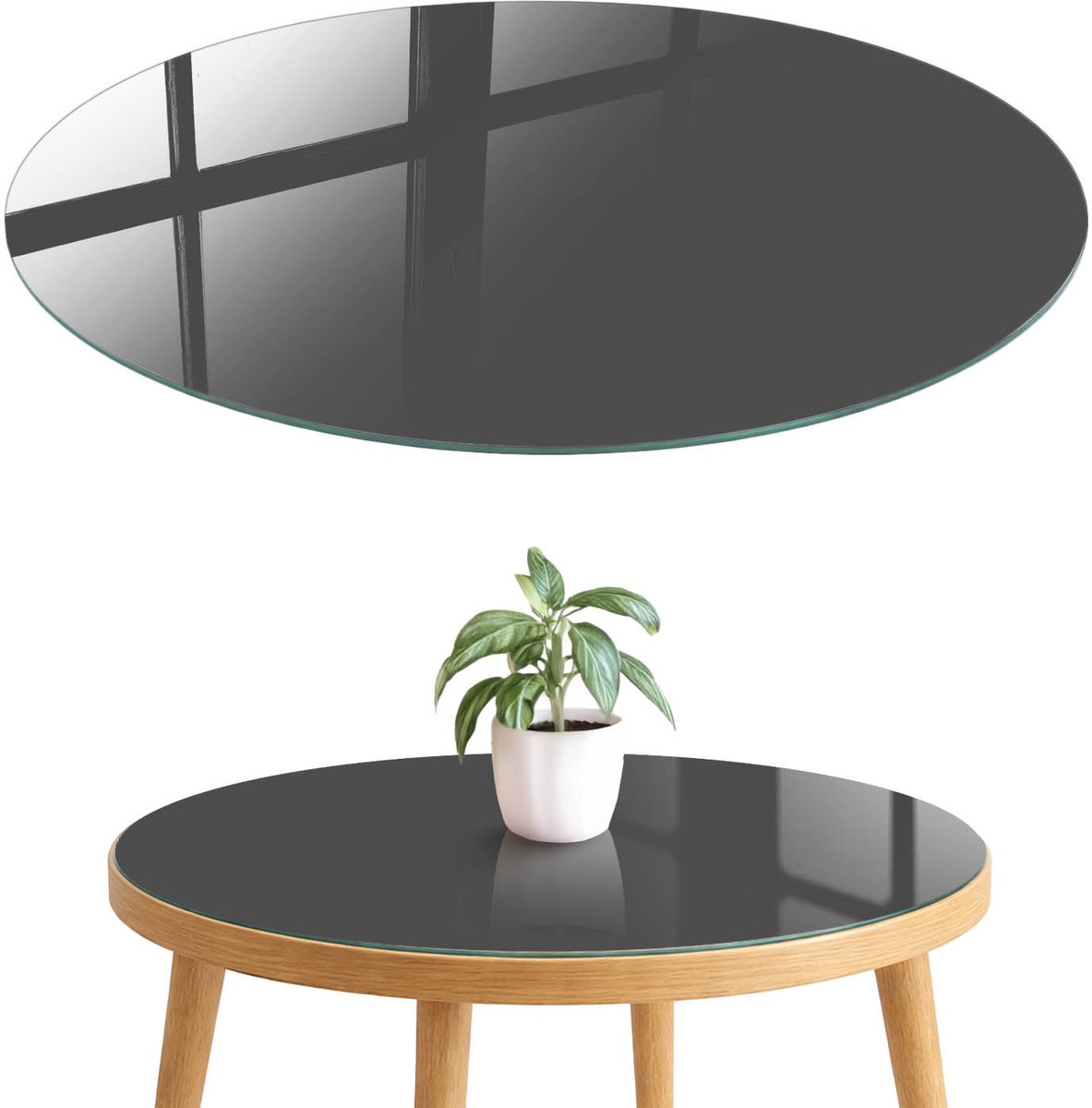 ArtPrintCave Donkergrijs Glazen Tafelblad fi70 cm - Tafelblad Rond - Grijs Keukentafel - Achtergronden en patronen Keukentafel