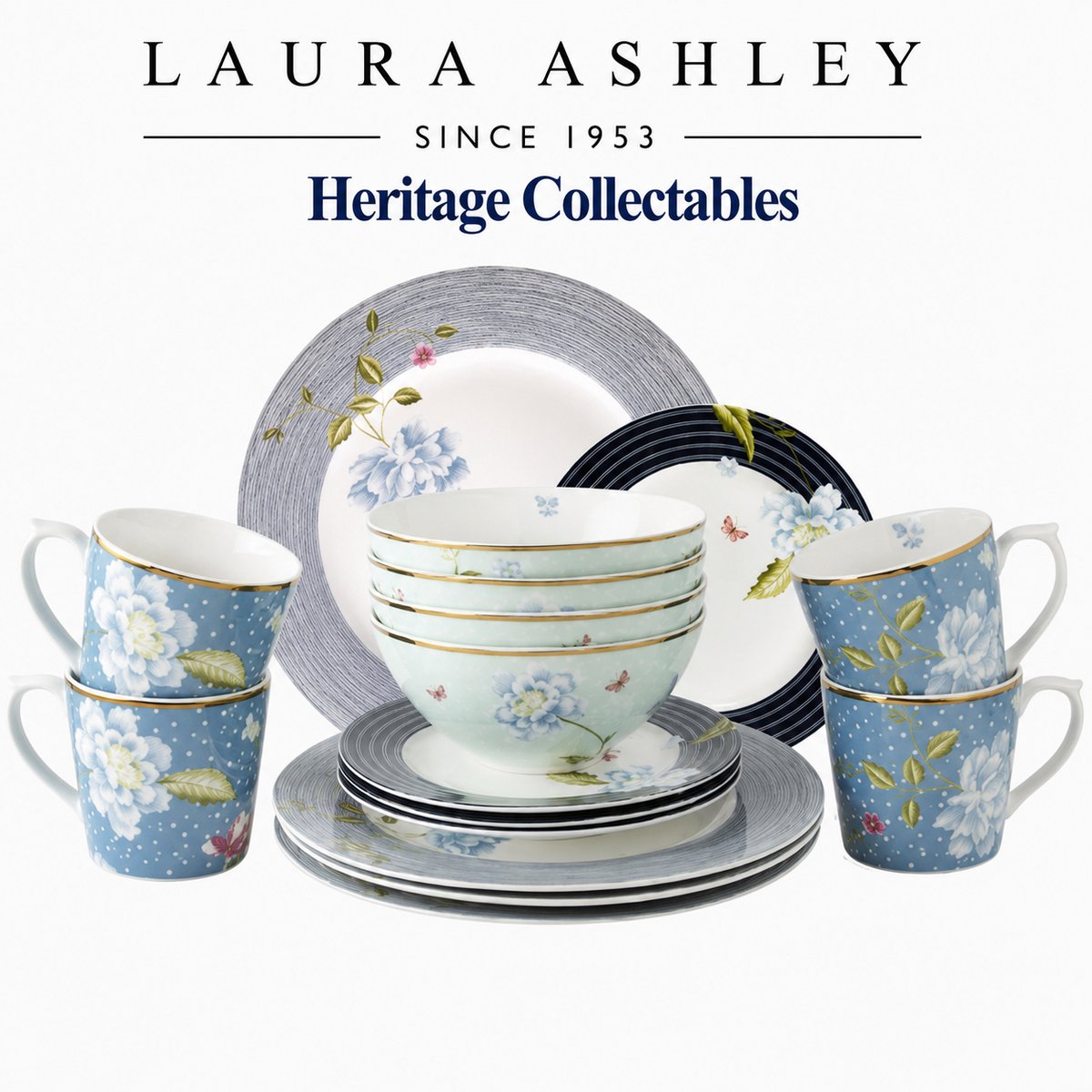 Laura Ashley Heritage Collectables Serviesset 4 persoons - 16 Delig