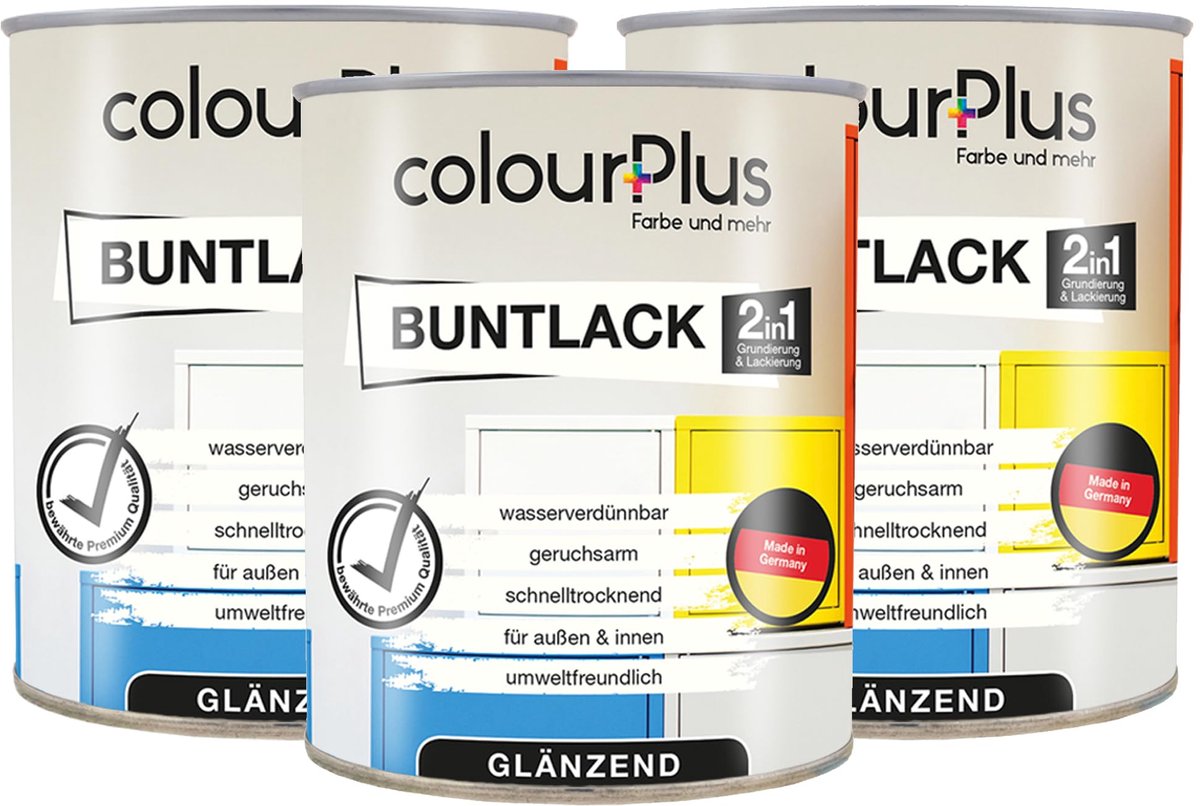 ColourPlus Lakverf - Dekkende Verf - Acrylverf - 2-in-1 - Weerbestendig - Glans - Chocoladebruin - 3x750ml (2.25L)