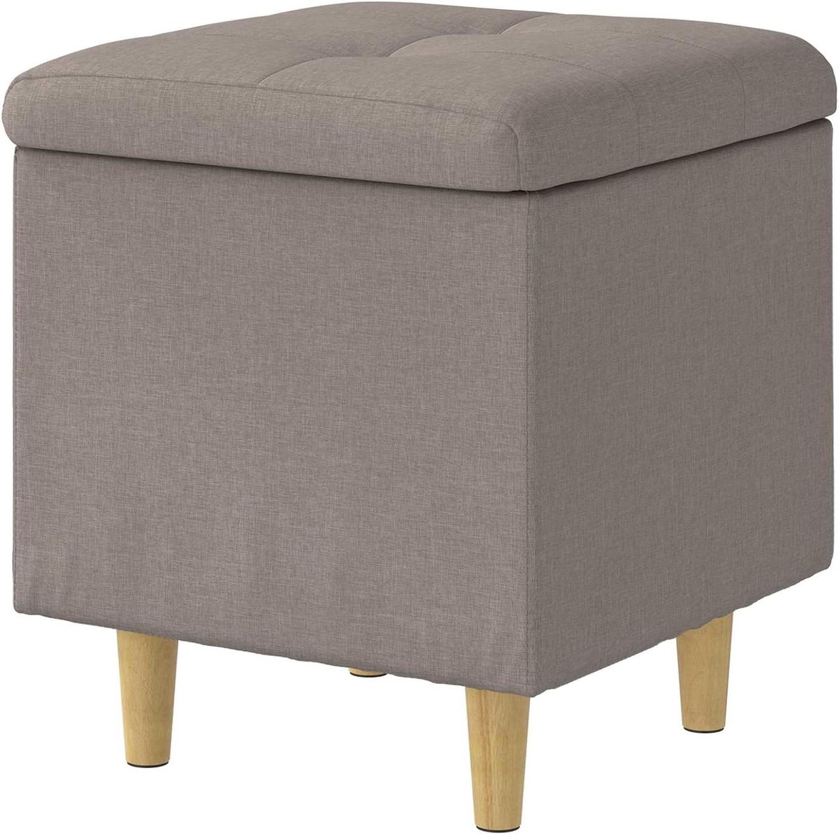 Opbergpoef met kussen - Ottomaanse kruk - Woonkamer organiseren - Verborgen opbergruimte - 40 x 45 x 40 cm - Taupe