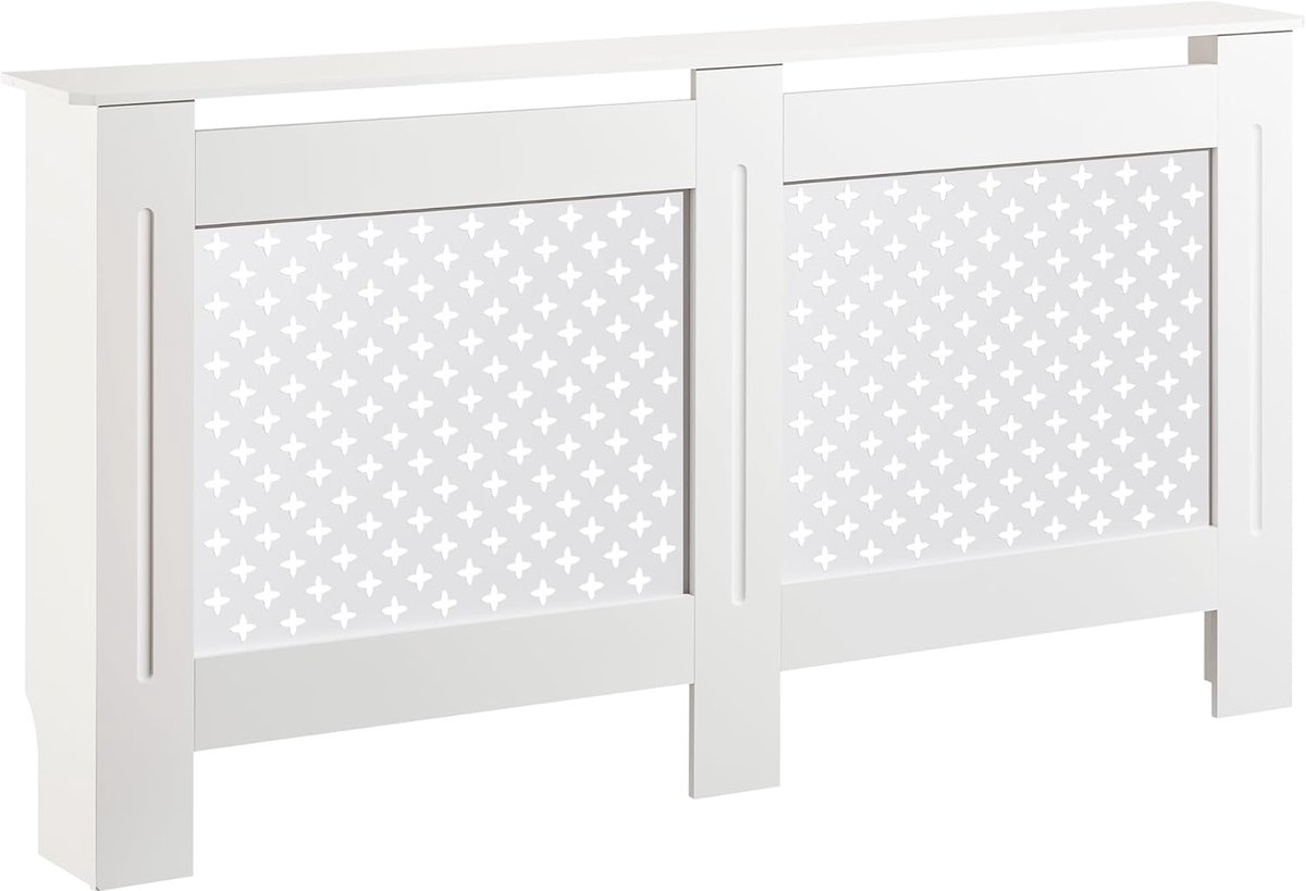 SnelShoppen - Radiator Cover Wit 152 x 19 x 82 cm, MDF Radiatorafdekking, Houten Bekleding Voor Radiator, Stijlvolle Verwarmingscover
