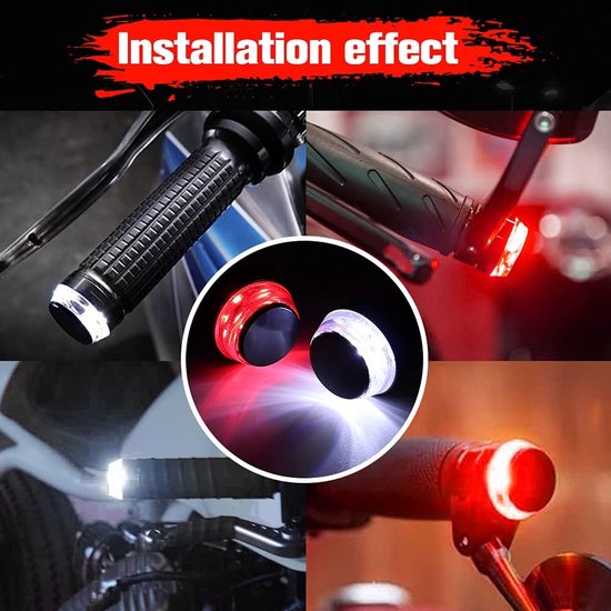KZQ 2-delige LED richtingaanwijzers voor motor en fiets - Dubbele kleur stuurplug knipperlichten - Wit en rood — afbeelding 3