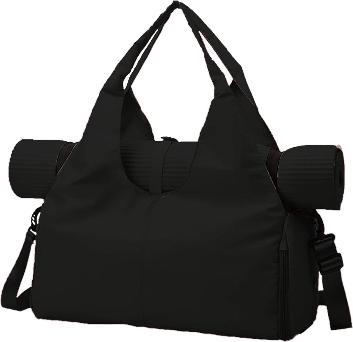 Sporttas voor dames - zwarte yoga tas - met schoencompartiment - ideaal voor fitness - ShopVlot