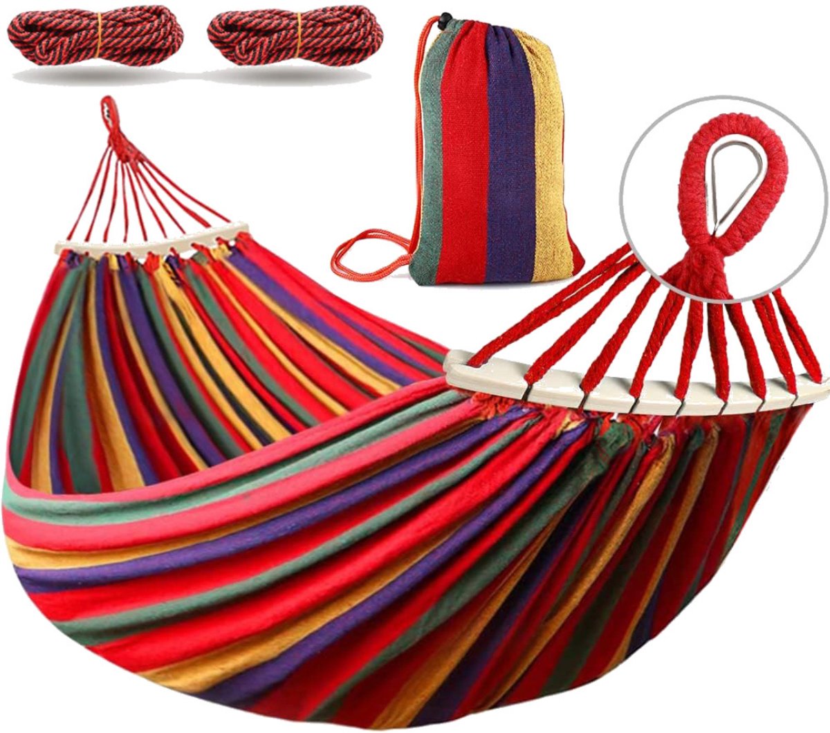 ApexArte® Hangmat met Spreidstok - Ademend Katoen - Buitenplek
