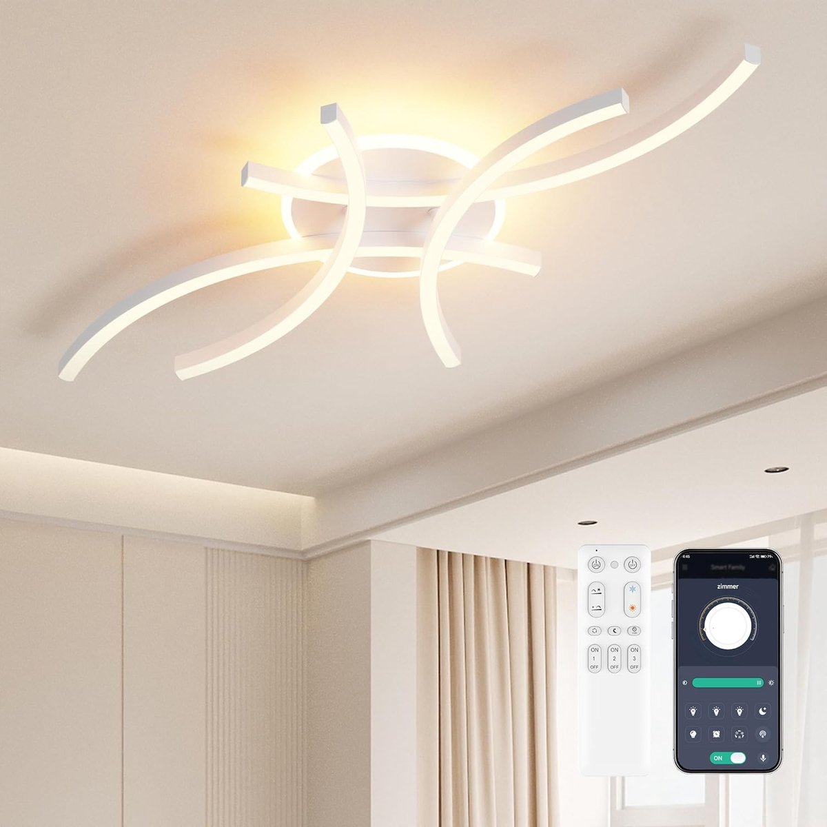 LED Plafondlamp Dimbaar Modern 56 cm - Met Geheugenfunctie - Voor Woonkamer en Slaapkamer - ShopVlot