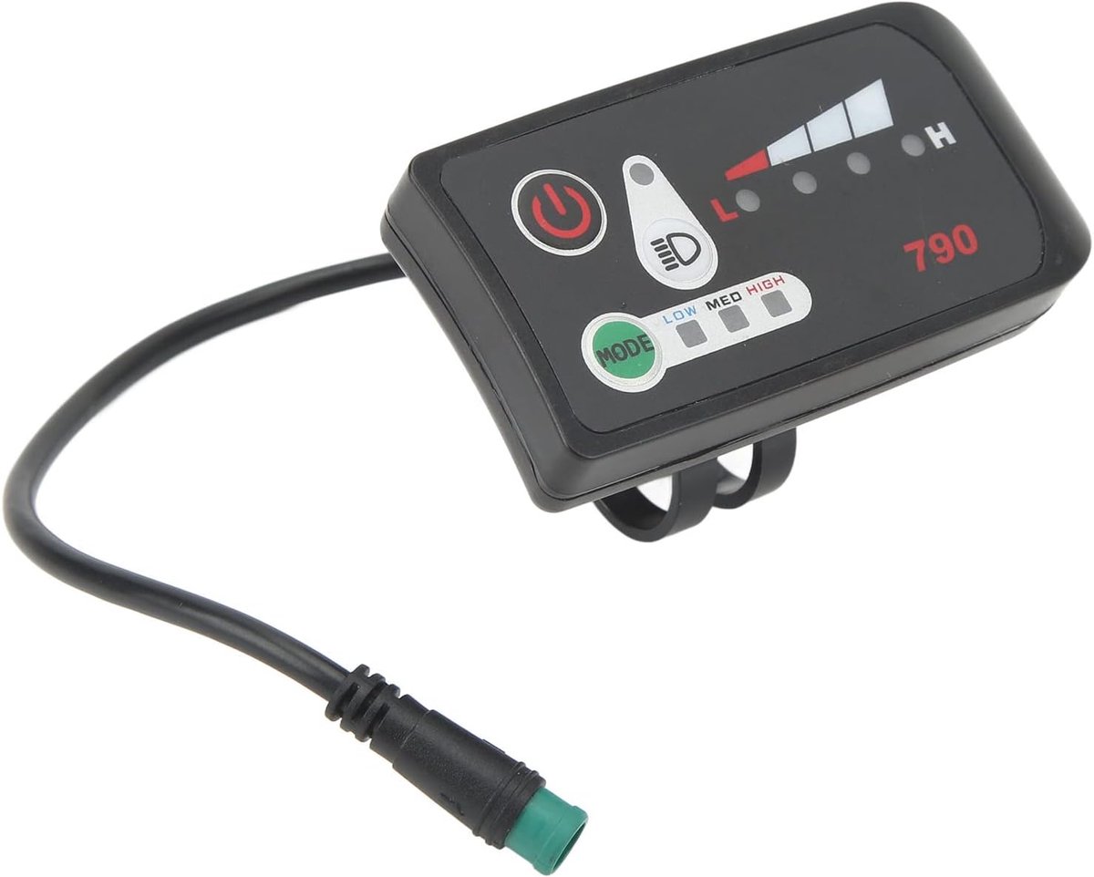 SnelShoppen - Elektrische Fiets LED Display Meter 790 - Waterdichte 5P Male Plug voor 22.2mm Stuur - 48V (36V) - Duurzaam ABS Materiaal - Eenvoudig te