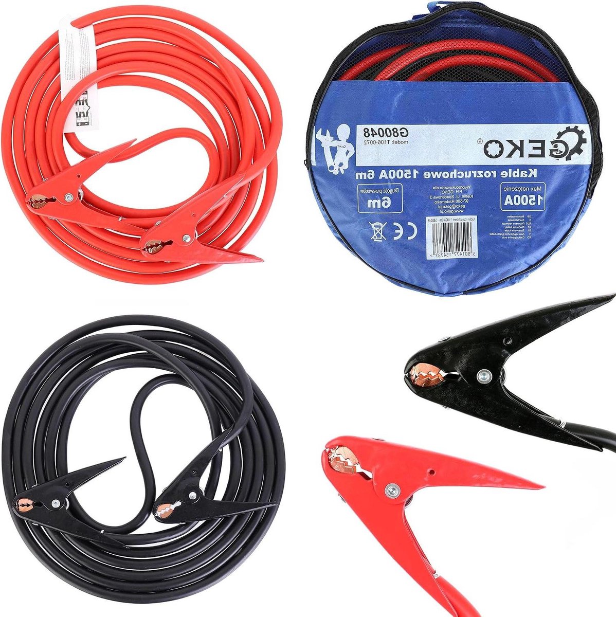 Autostartkabels - Startkabels Accukabels - Auto Starten - 1500 Ampère - 6 Meter - Zwart