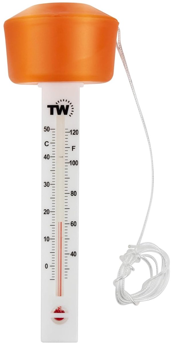SnelShoppen - Pool Thermometer - Drijvende Water Thermometer voor Zwembad, Analoge Temperatuurmeter met Grote en Duidelijke Schaal, Oranje Drijfvermog