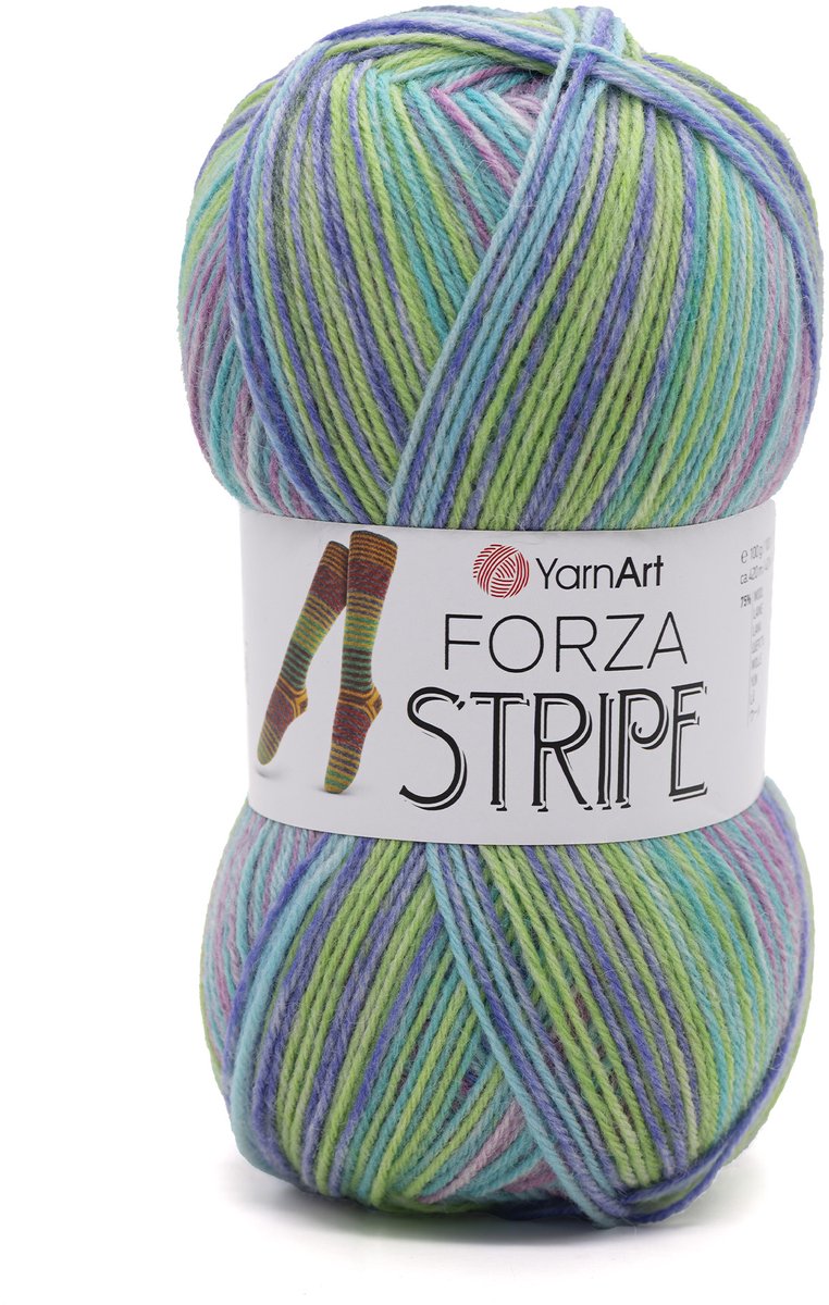 YarnArt Forza Stripe Sokkenwol - 75% Wol 25% Polyamide - voor Sokken Haken en Breien - 100g / 420m - Kleur 2804