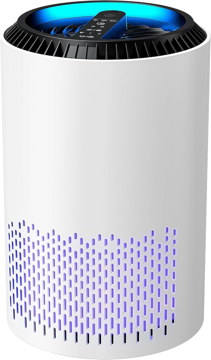 SnelShoppen - Draagbare Luchtreiniger met HEPA Filter H13, 22 Watt, Verwijdert Geuren, Pollen en Stof, Timer, Ideaal voor Slaapkamer, Woonkamer, Badka