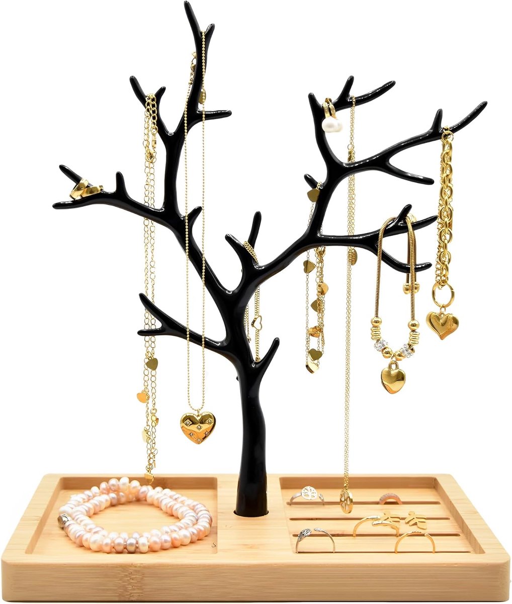 Sieradenboom Aluminium - Wit/Goud - Decoratief en Functioneel - Organiseer je sieraden - ShopVlot