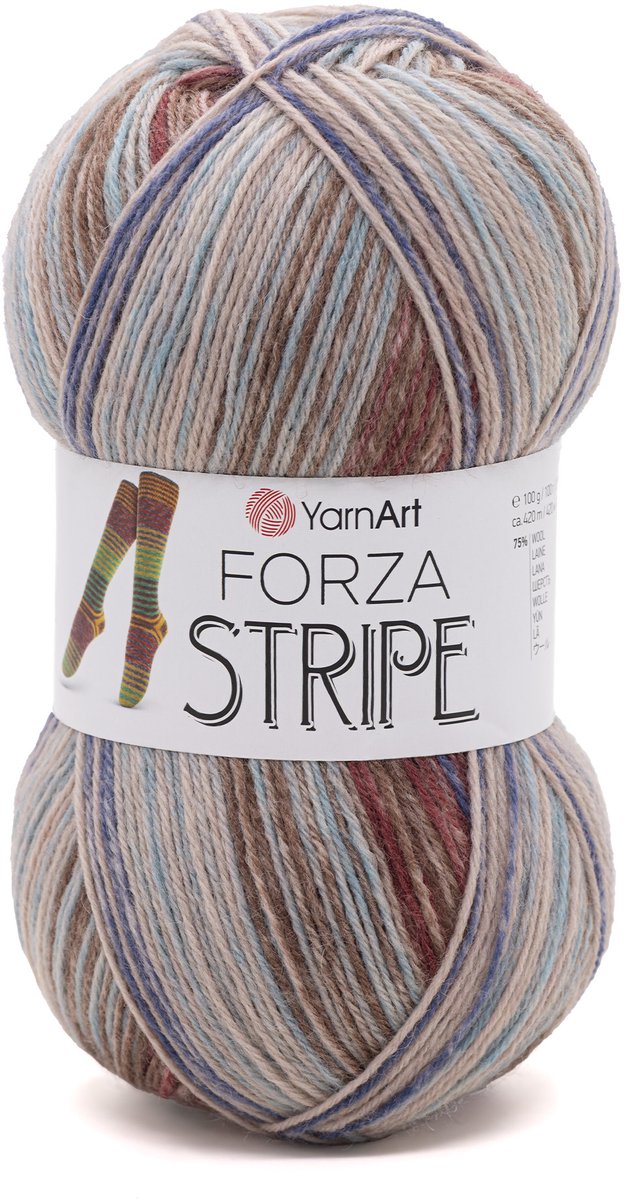 YarnArt Forza Stripe Sokkenwol - 75% Wol 25% Polyamide - voor Sokken Haken en Breien - 100g / 420m - Kleur 2806