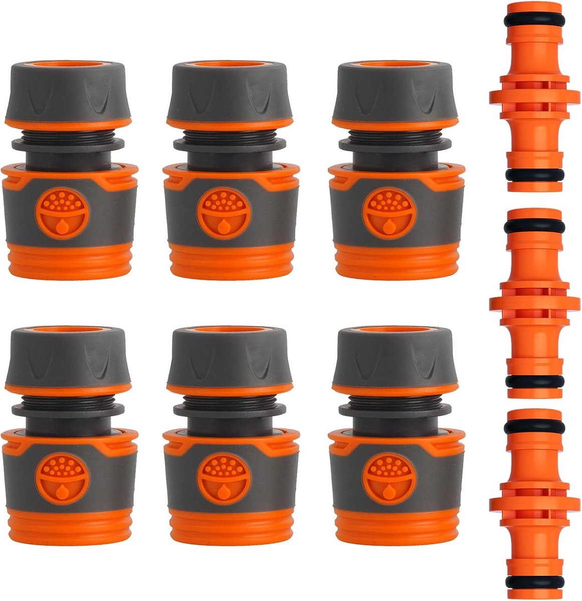 SnelShoppen - 9-delige Tuinslang Koppeling Set 13mm 1/2 inch, Slangverbinding Tuin Kit, Dubbele Stekker voor Tuinslang, Tuin Irrigatie Koppelingen, Vo